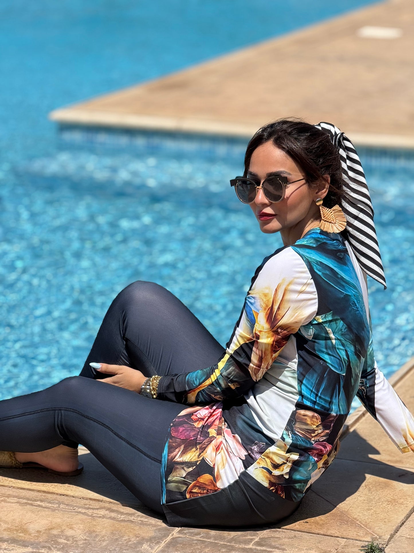 FLOWERISH STRIPED BURKINI