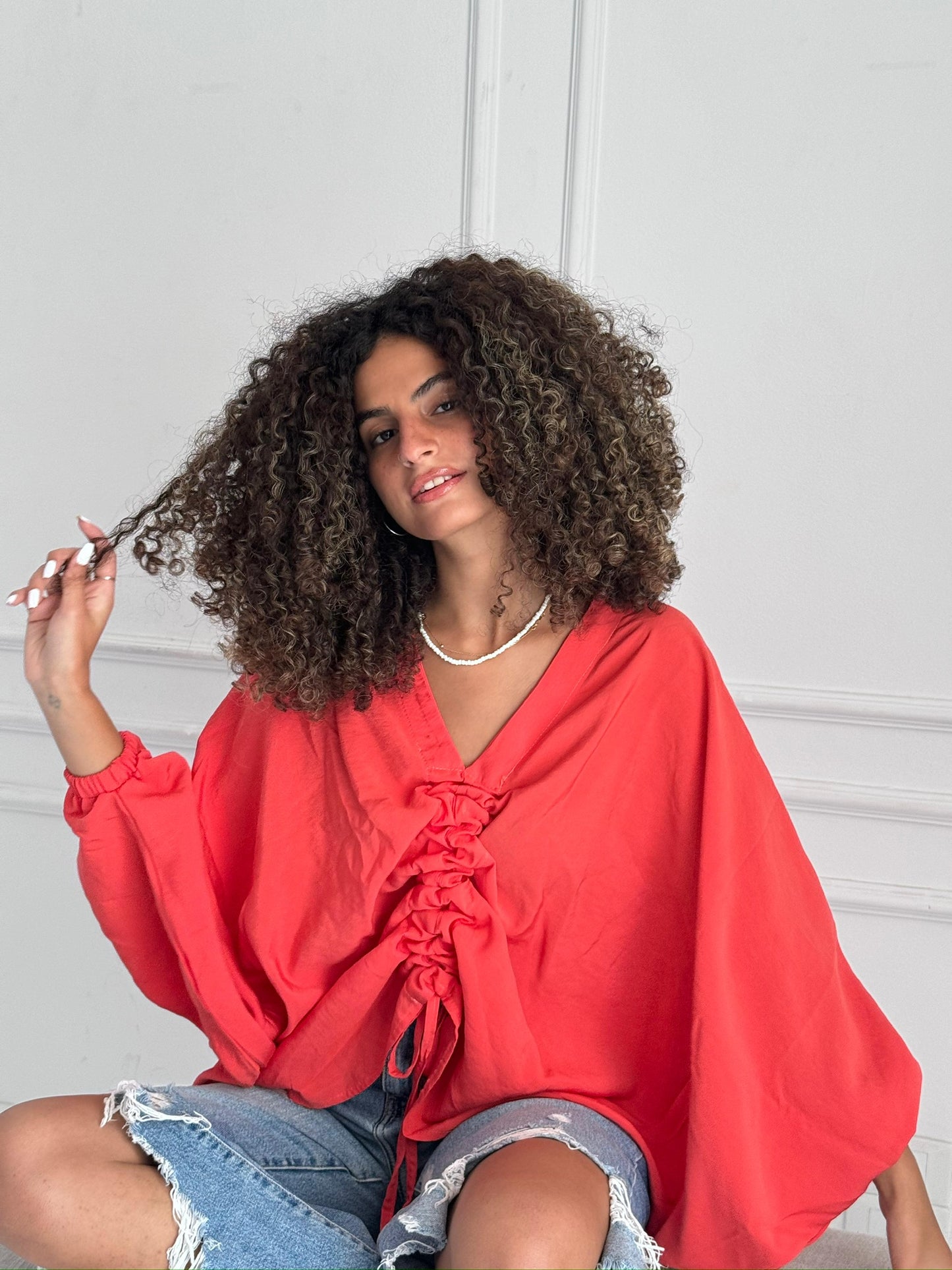 Ruched Balloon Sleeves