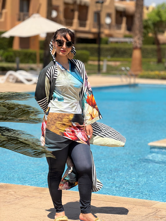 FLOWERISH STRIPED BURKINI